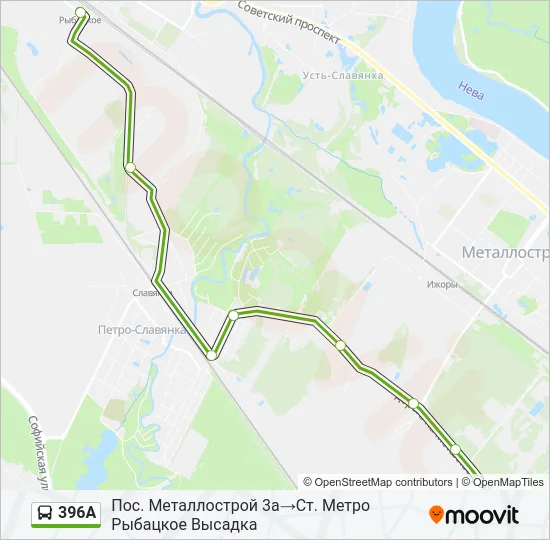 Автобус 396А: карта маршрута