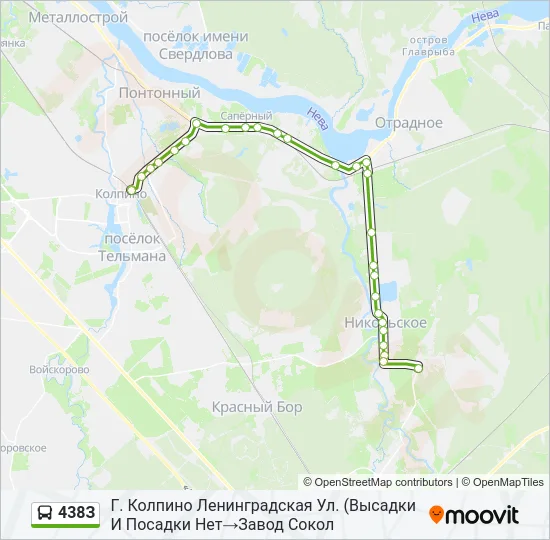 Автобус 438З: карта маршрута