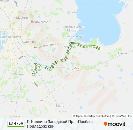 Автобус 475А: карта маршрута