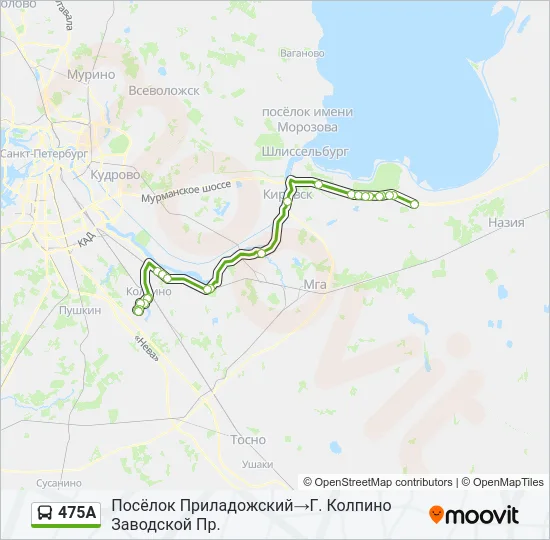 Автобус 475А: карта маршрута