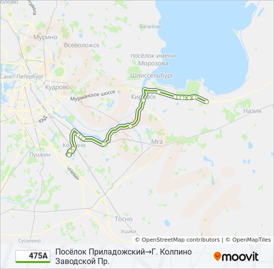 475А bus Line Map