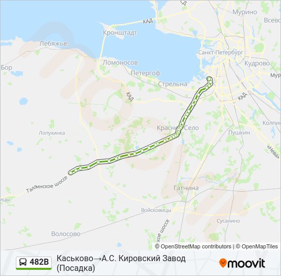 Автобус 482В: карта маршрута