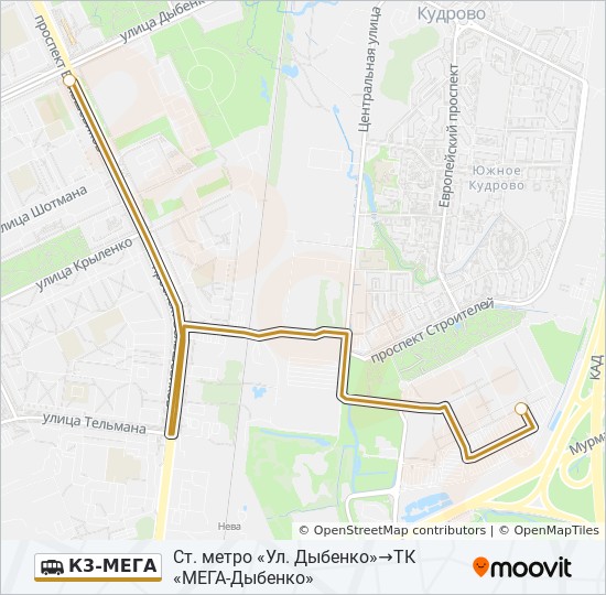 Маршрутка К3-МЕГА: карта маршрута