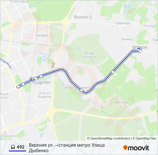 492 Bus Line Map