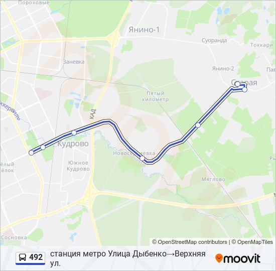 Автобус 492: карта маршрута