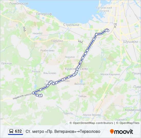 Автобус 632 маршрут остановки и расписание