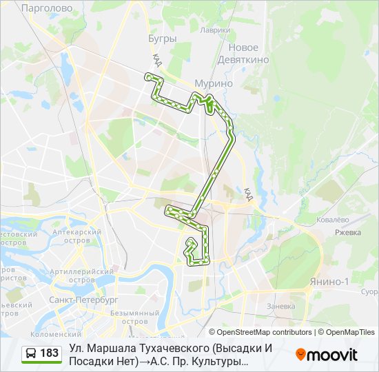 183 bus Line Map