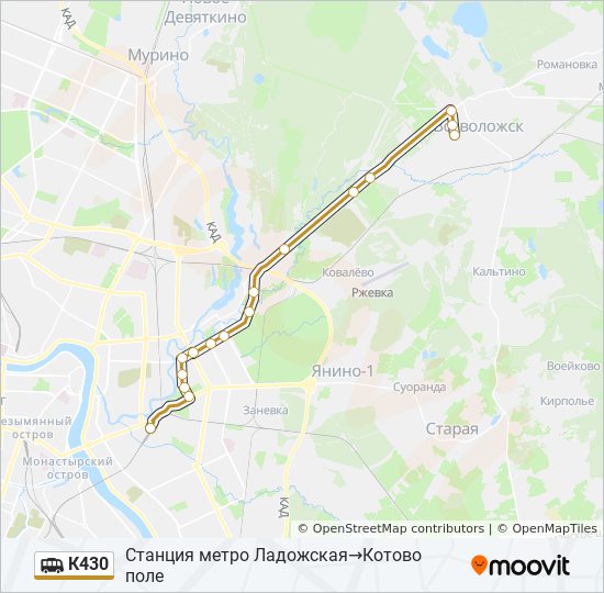 Маршрутка К430: карта маршрута