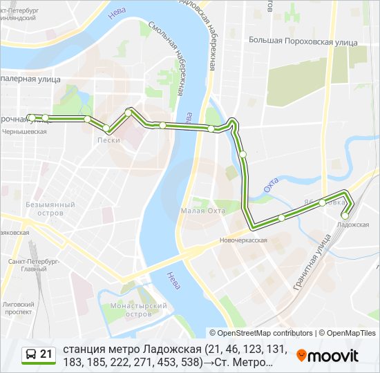 Автобус 21: карта маршрута