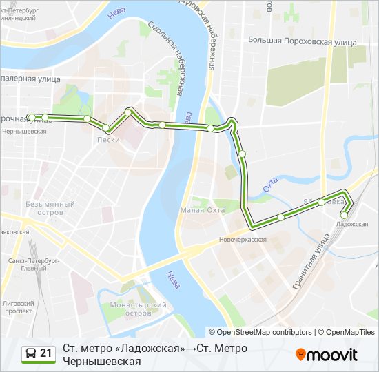 Автобус 21: карта маршрута