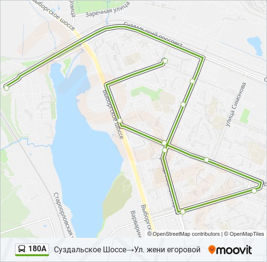 180А bus Line Map