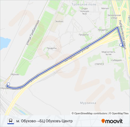 Автобус М. "ОБУХОВО" - БЦ ОБУХОВЪ-ЦЕНТР: карта маршрута