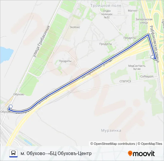 М. "ОБУХОВО" - БЦ ОБУХОВЪ-ЦЕНТР Bus Line Map