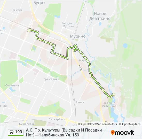 Автобус 193: карта маршрута