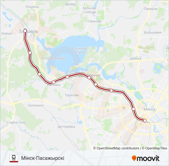Поезд МІНСК - БЕЛАРУСЬ: карта маршрута