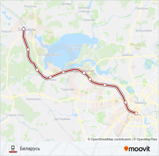 МІНСК - БЕЛАРУСЬ Train Line Map