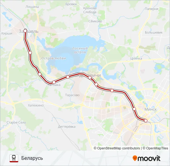 Поезд МІНСК - БЕЛАРУСЬ: карта маршрута