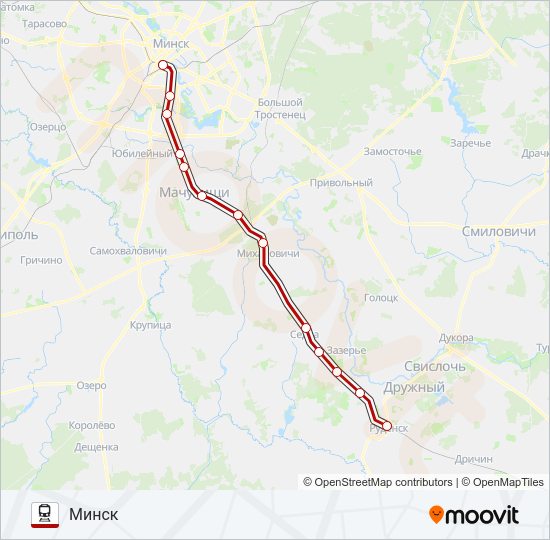 Поезд МІНСК - РУДЗЕНСК: карта маршрута