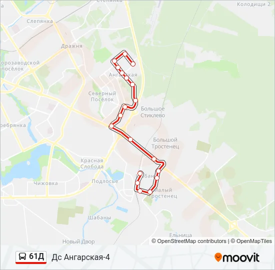 Автобус 61Д: карта маршрута