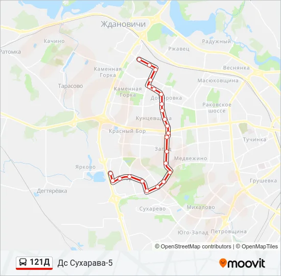 Автобус 121Д: карта маршрута