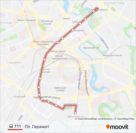 Автобус 111: карта маршрута