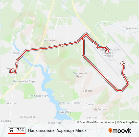 Автобус 173С: карта маршрута