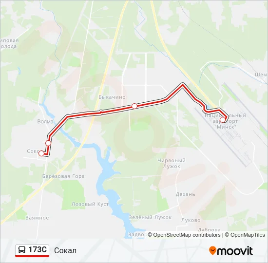 Автобус 173С: карта маршрута