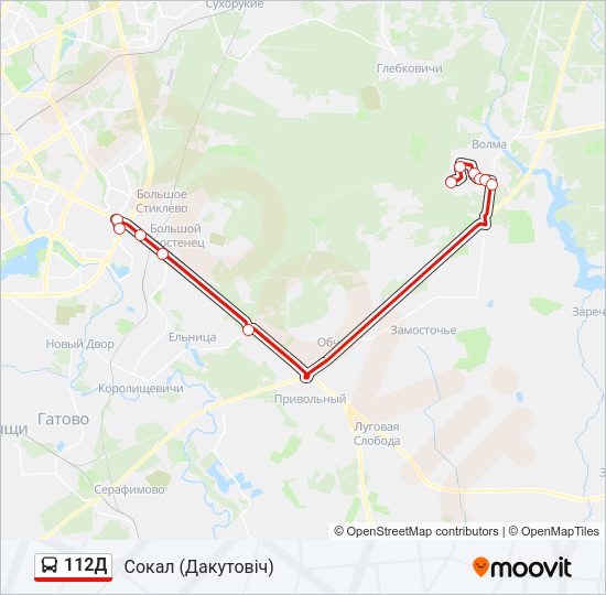 Автобус 112Д: карта маршрута