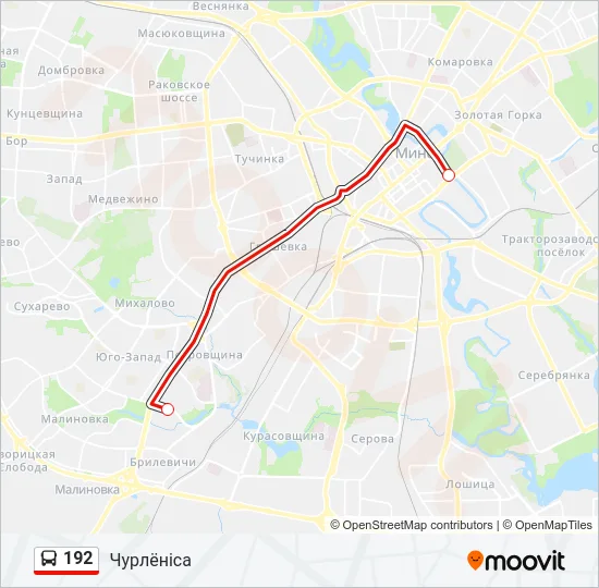Автобус 192: карта маршрута