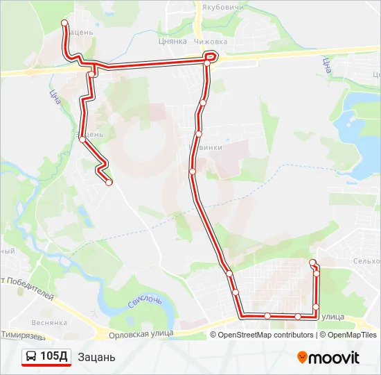 105Д Bus Line Map