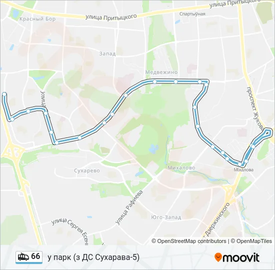 66 Trolleybus Line Map
