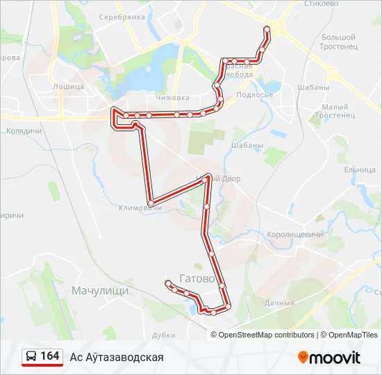 Автобус 164: карта маршрута