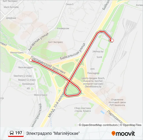 Автобус 197: карта маршрута