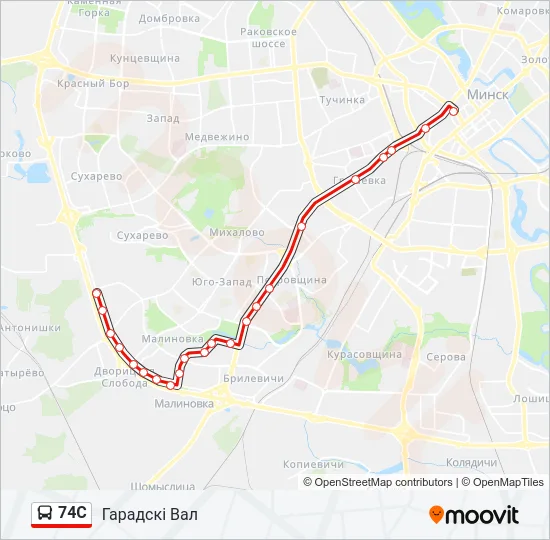 Автобус 74С: карта маршрута