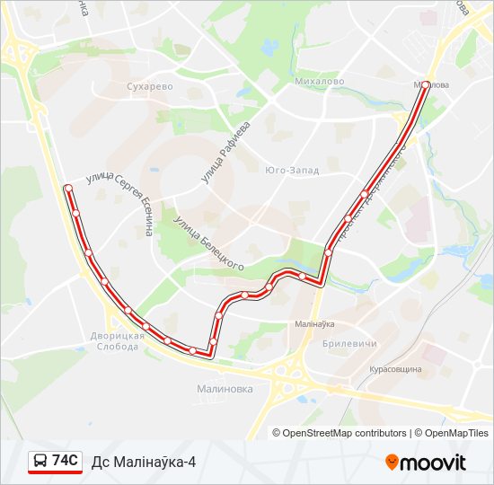 Автобус 74С: карта маршрута