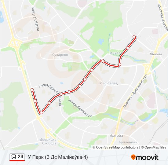 Автобус 23: карта маршрута