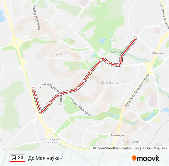 Автобус 23: карта маршрута