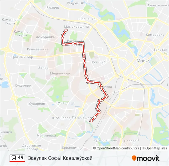 Автобус 49: карта маршрута