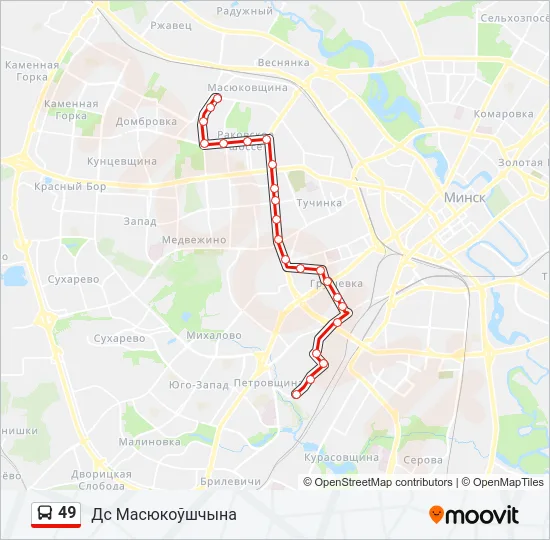 Автобус 49: карта маршрута