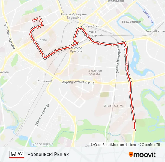 Автобус 52: карта маршрута