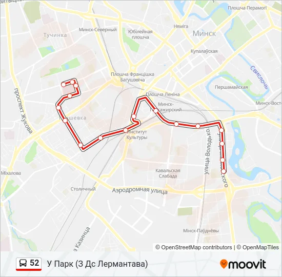Автобус 52: карта маршрута
