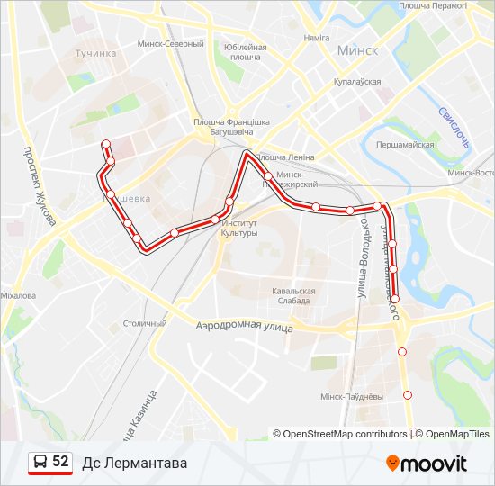 Автобус 52: карта маршрута