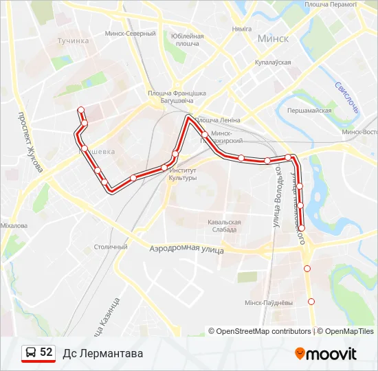 Автобус 52: карта маршрута