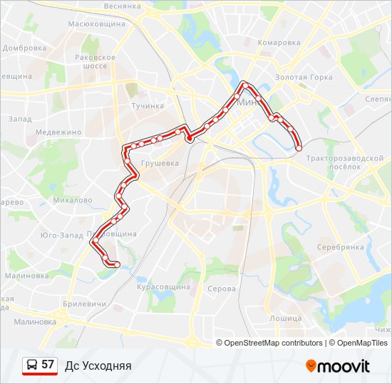 Автобус 57: карта маршрута