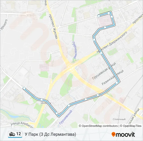 Троллейбус 12: карта маршрута
