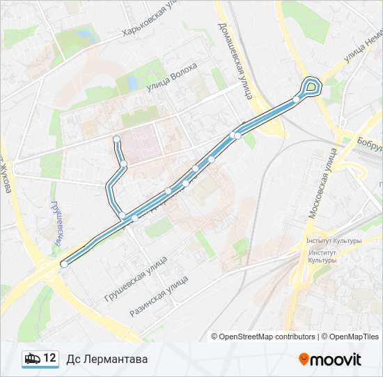 Троллейбус 12: карта маршрута