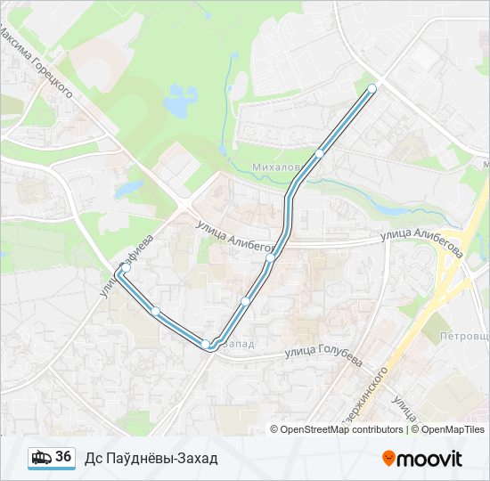 36 trolleybus Line Map