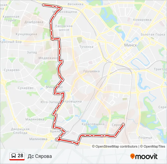 Автобус 28: карта маршрута