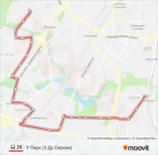 Автобус 28: карта маршрута
