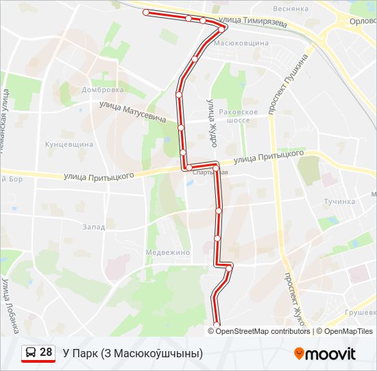 Автобус 28: карта маршрута